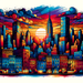 Colorful City Skyline Paint By Diamonds Art