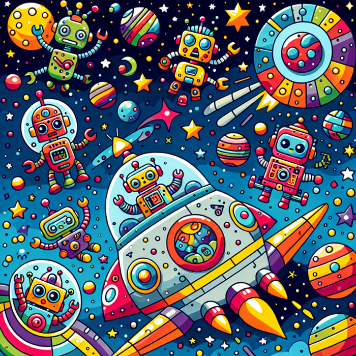 Galactic Robots On A Space Mission Paint By Diamonds Art