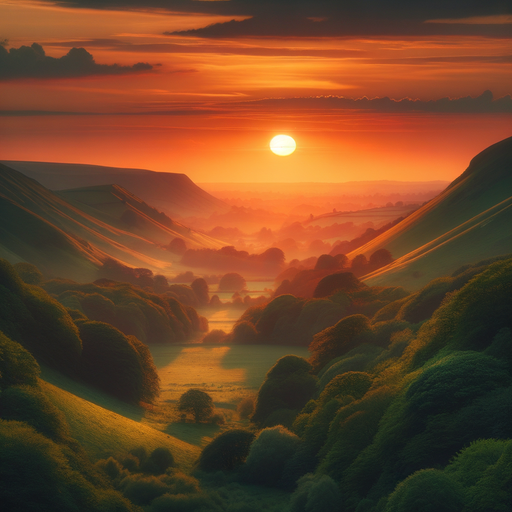 Sunset Over Valleys Painting Diamond Kit