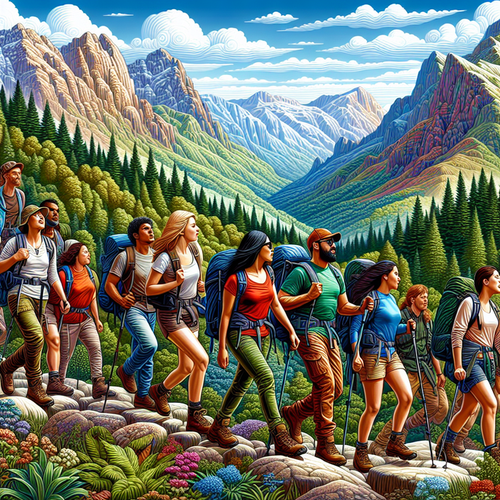 Adventurous Mountain Hiking Paint By Color