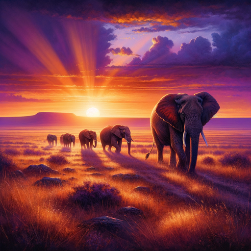 Elephant Serengeti Sunset Paint By Diamonds Kits