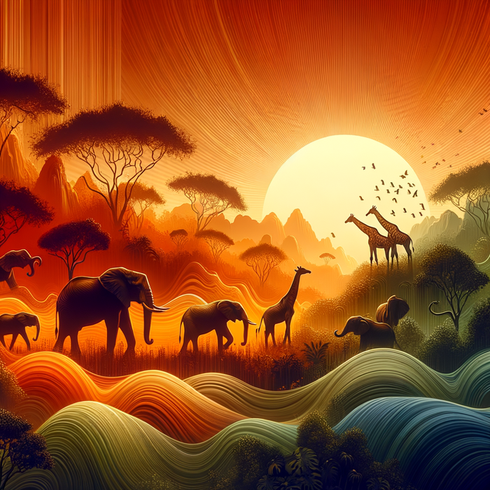 Wildlife Safari Scene Painting Diamond Kit