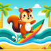 Surfing Squirrel's Beach Day Diamond Painting