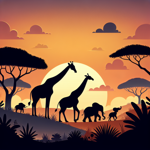 Sunset Safari Silhouettes Painting By Diamonds Kit