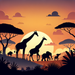 Sunset Safari Silhouettes Painting By Diamonds Kit