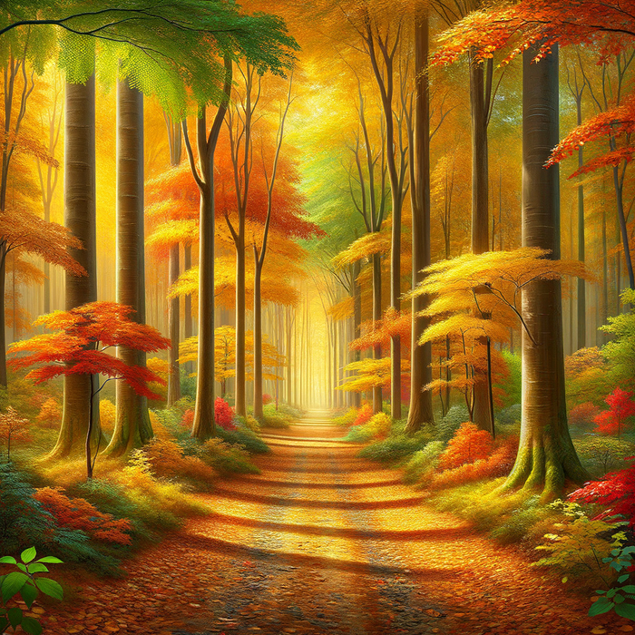 Autumn Forest Walk Painting By Diamonds Kit