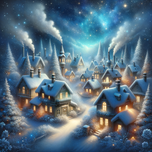 Charming Winter Village Paint By Diamonds Art