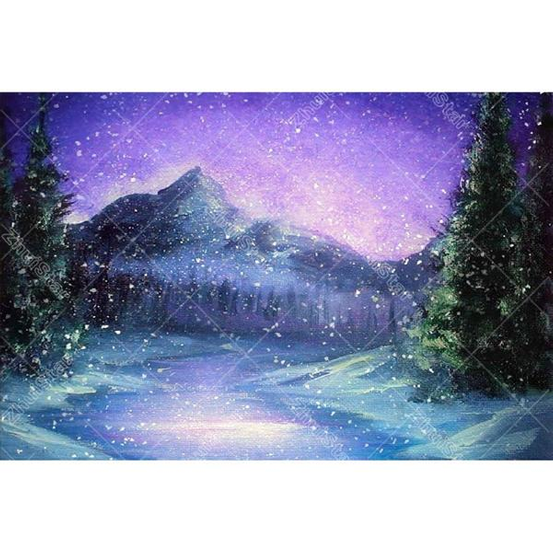 Purple Sky Mountain 5D DIY Paint By Diamond Kit