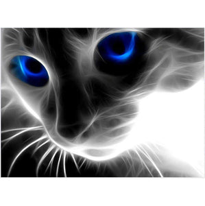 Blue Eyed Cat 5D DIY Paint By Diamond Kit