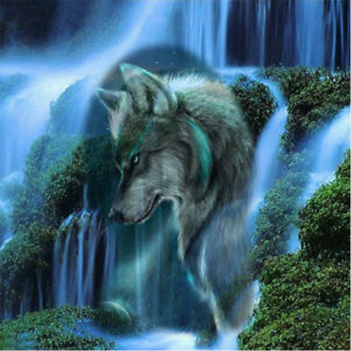 Waterfall Scenic Wolf 5D DIY Paint By Diamond Kit