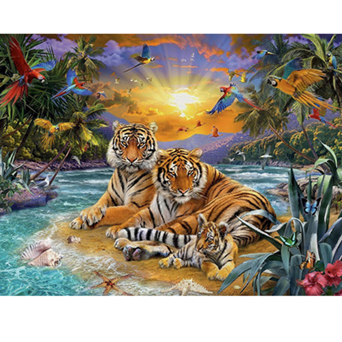 Tigers Family 5D DIY Paint By Diamond Kit