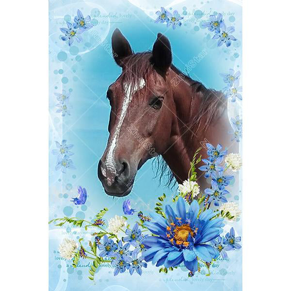Horse & Flower 5D DIY Paint By Diamond Kit
