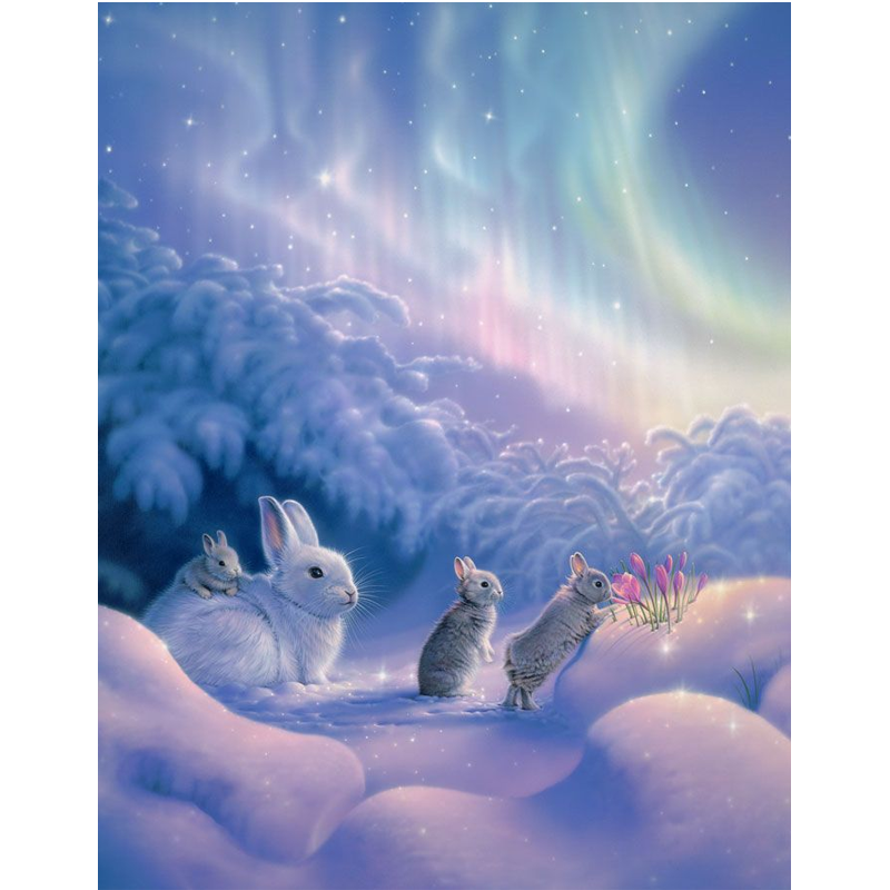 Rabbits In Winter 5D DIY Paint By Diamond Kit
