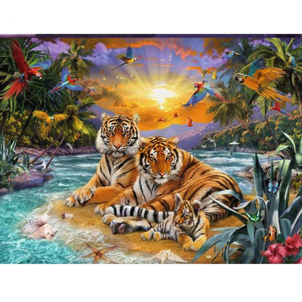 Tiger Family 5D DIY Paint By Diamond Kit