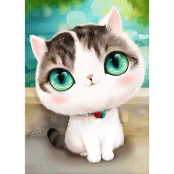 White Cat 5D DIY Paint By Diamond Kit