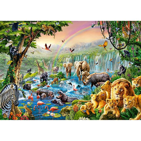 Animal World in the Waterfall 5D DIY Paint By Diamond Kit