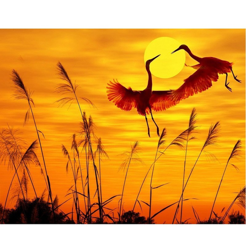 Sunset Cranes 5D DIY Paint By Diamond Kit