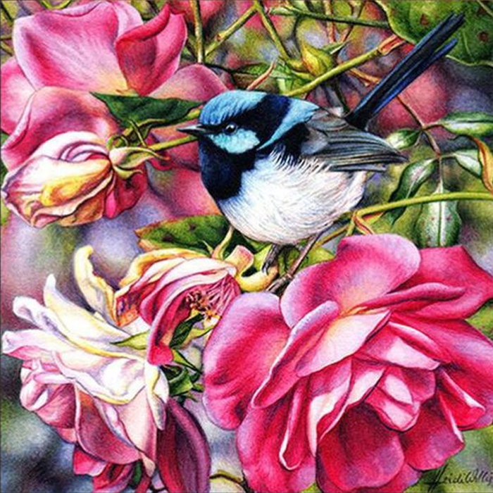 Bird and Flower 5D DIY Paint By Diamond Kit