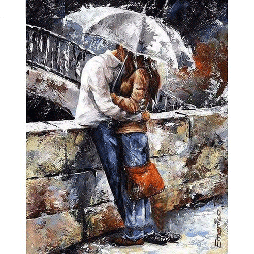 Lovers in the Rain 5D DIY Paint By Diamond Kit