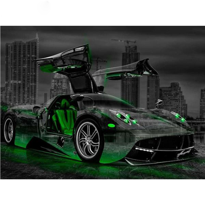 Green light Black Car 5D DIY Paint By Diamond Kit