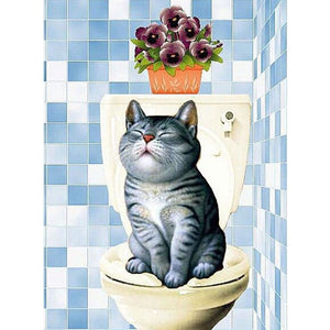 Cat & Toilet 5D DIY Paint By Diamond Kit - Paint by Diamond