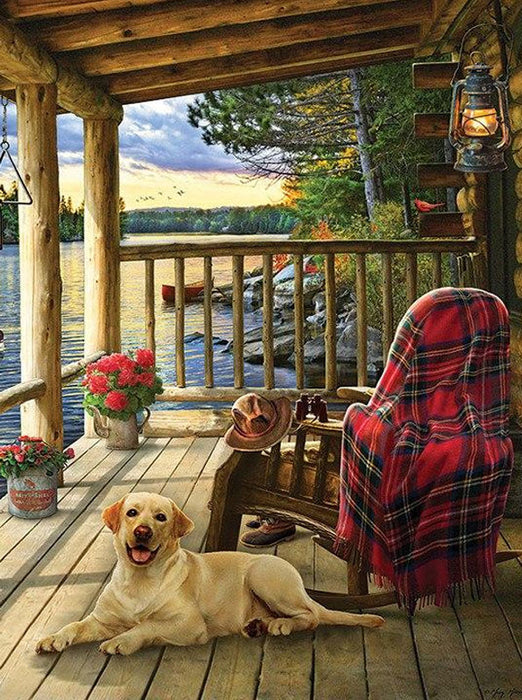 Dog In Cabin 5D DIY Paint By Diamond Kit