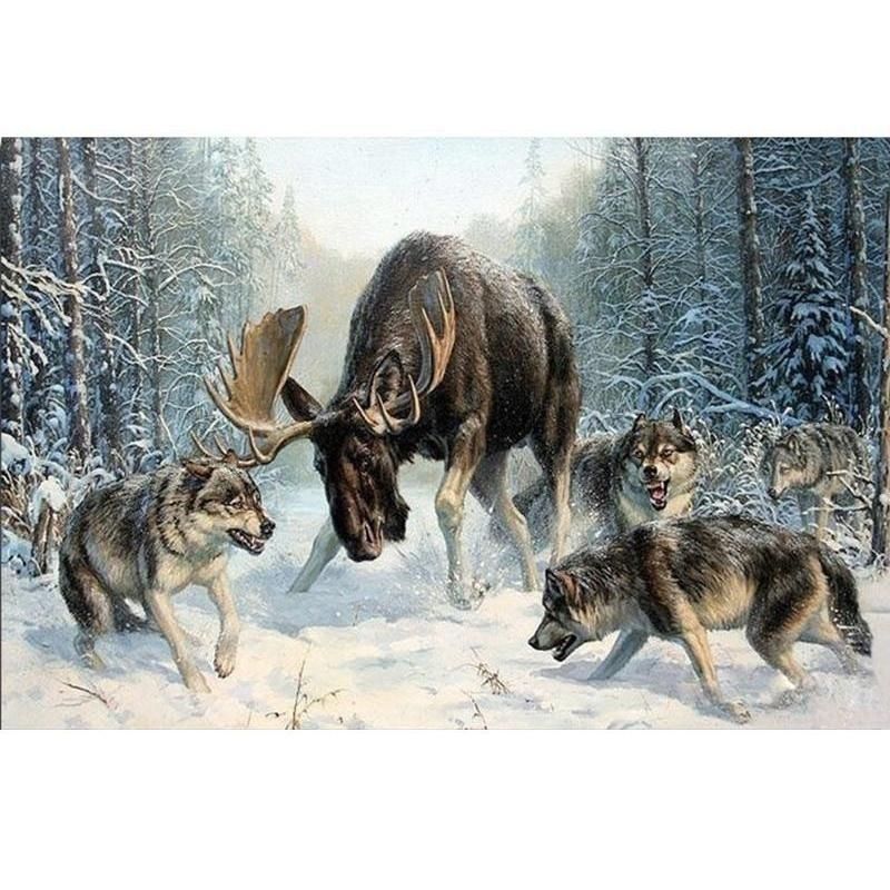Wolves & Deer 5D DIY Paint By Diamond Kit