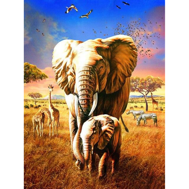 African Elephant 5D DIY Paint By Diamond Kit