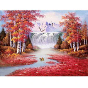 Autumn Waterfall Landscape 5D DIY Paint By Diamond Kit