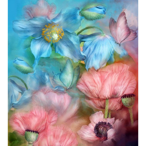 Blue And Pink Flowers 5D DIY Paint By Diamond Kit