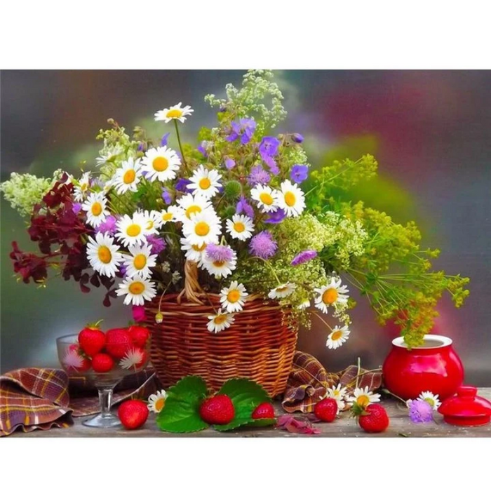 Basket Of Flowers 5D DIY Paint By Diamond Kit