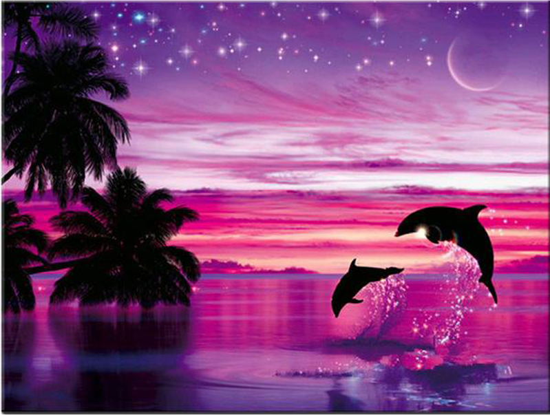 Sunset Dolphin 5D DIY Paint By Diamond Kit
