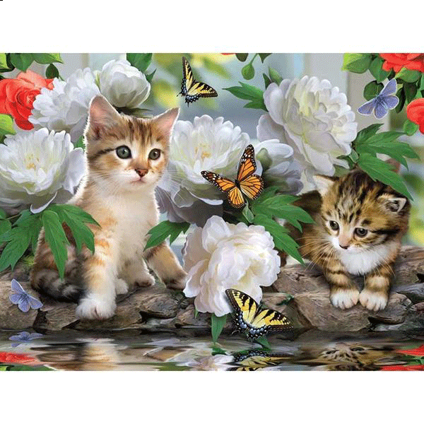 Kittens & Butterfly 5D DIY Paint By Diamond Kit