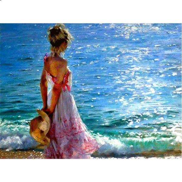 Girl on the Beach 5D DIY Paint By Diamond Kit