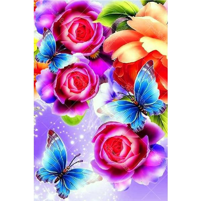 Butterfly Flower 5D DIY Paint By Diamond Kit