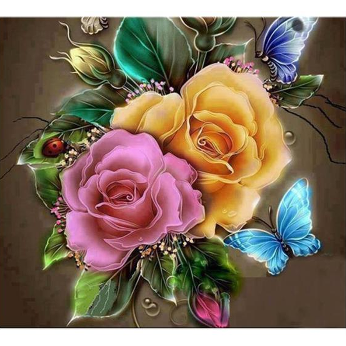 Flower butterfly 5D DIY Paint By Diamond Kit