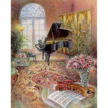 Beautiful Piano Scene 5D DIY Paint By Diamond Kit