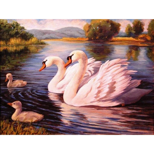 Beautiful Swan Swimming 5D DIY Paint By Diamond Kit