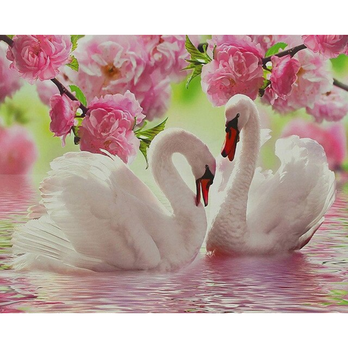 Beautiful Swans 5D DIY Paint By Diamond Kit