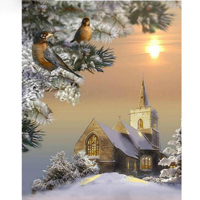 Scenic Birds Snow Landscape 5D DIY Paint By Diamond Kit