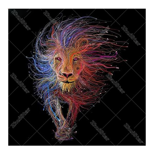 Colored Hair Lion 5D DIY Paint By Diamond Kit