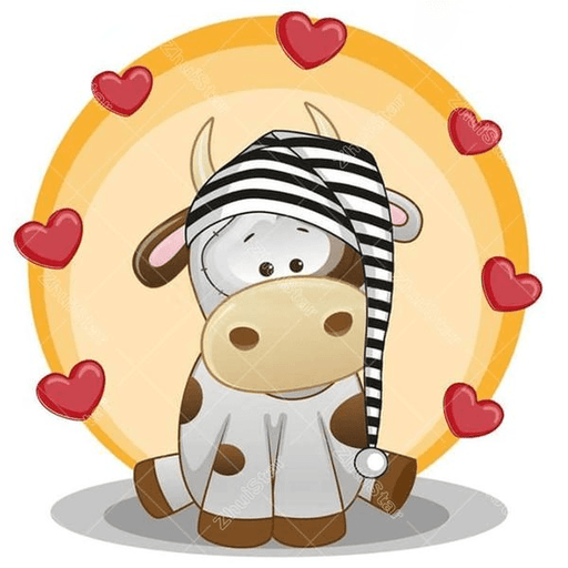 Cartoon Heart Hat Cow 5D DIY Paint By Diamond Kit - Paint by Diamond