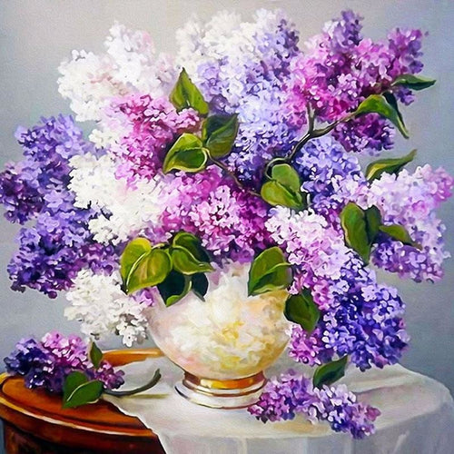 Lavender Flower Vase 5D DIY Paint By Diamond Kit - Paint by Diamond