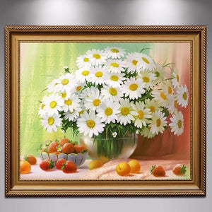 White Daisies Floral 5D DIY Paint By Diamond Kit - Paint by Diamond