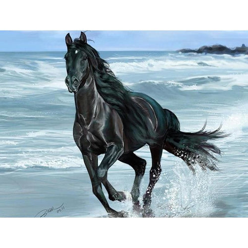 Black Horse 5D DIY Paint By Diamond Kit - Paint by Diamond