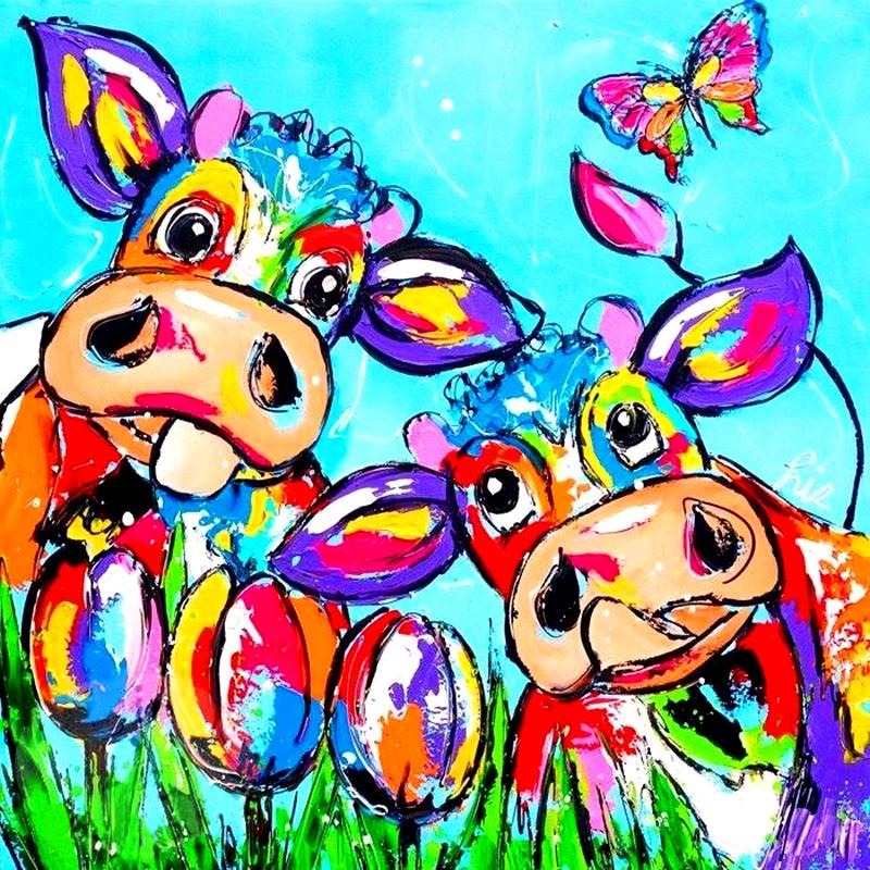 Colorful Cows In Love 5D DIY Paint By Diamond Kit - Paint by Diamond