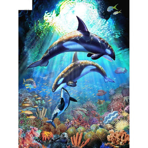 Underwater World Dolphin Dance 5D DIY Paint By Diamond Kit