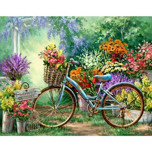 Flowers And Bicycles 5D DIY Paint By Diamond Kit - Paint by Diamond