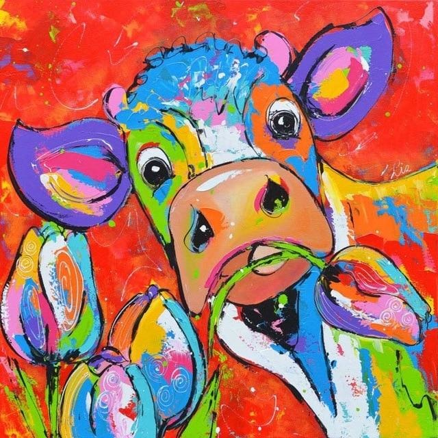 Colorful Cow 5D DIY Paint By Diamond Kit