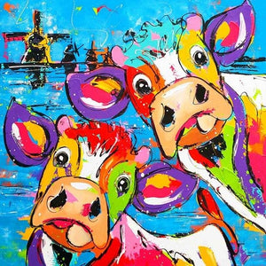 Colorful Happy Cows 5D DIY Paint By Diamond Kit - Paint by Diamond